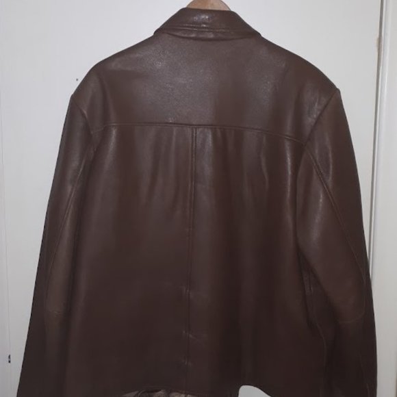 Mens Izod Distressed Brown Leather Jacket - Picture 2 of 3